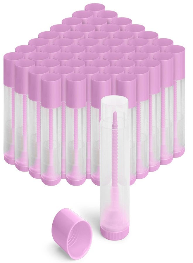 JuLand 50 Pack Empty Lip Balm Containers Bulk 5.5ml - Clear Twist-Up Tubes with Purple Caps, Refillable Chapstick Tube for DIY Lip Balm Making - Image 1